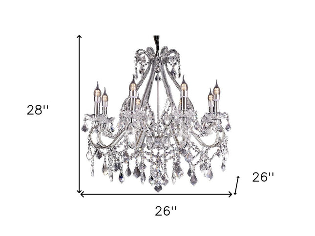 Candle Style Empire Eight Light Transparent Glass Led Ceiling Light