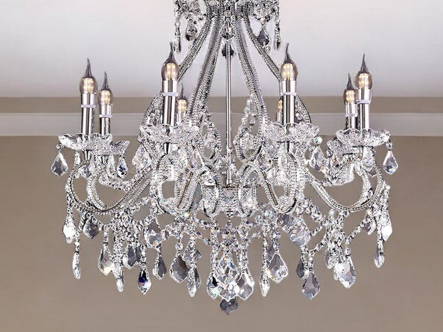 Candle Style Empire Eight Light Transparent Glass Led Ceiling Light