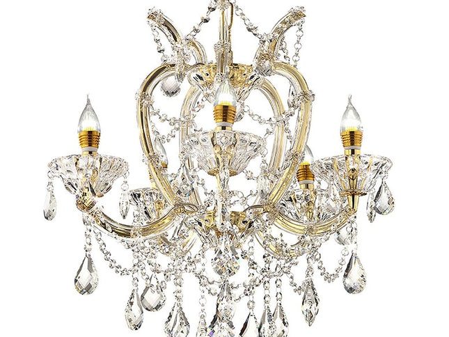 Five Light Glam Gold and Faux Crystal Chandelier