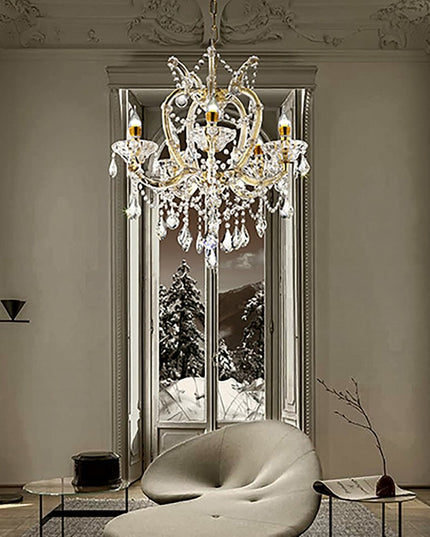 Five Light Glam Gold and Faux Crystal Chandelier