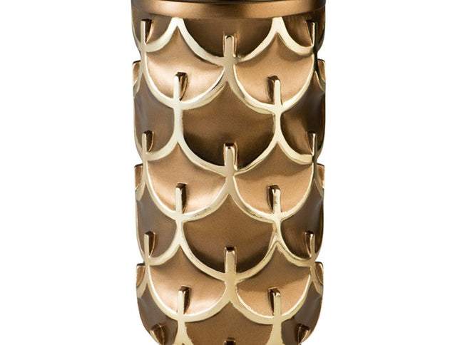 14" Polyresin Gold Geometric Cylinder Table Vase