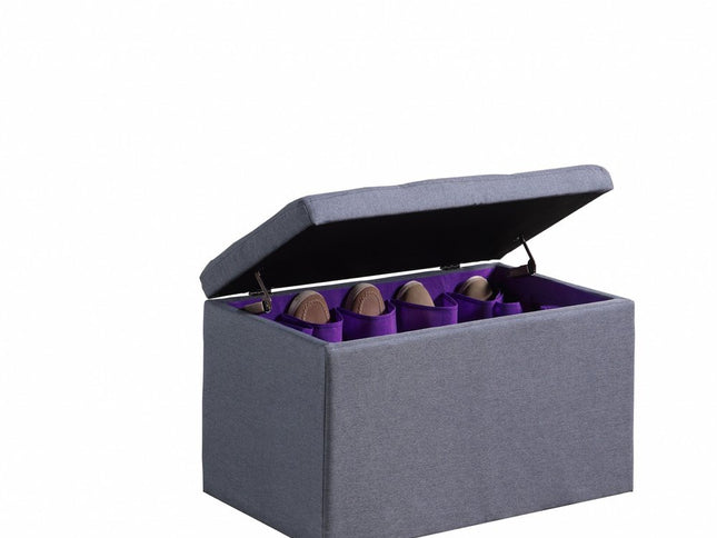 17" Dark Gray Linen Tufted Storage Ottoman