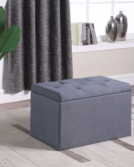 17" Dark Gray Linen Tufted Storage Ottoman