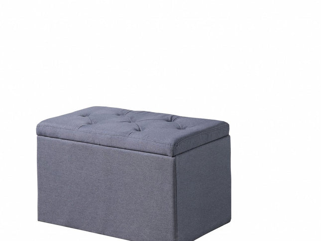 17" Dark Gray Linen Tufted Storage Ottoman