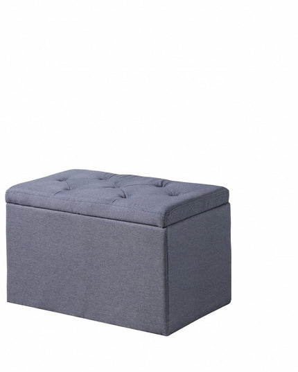 17" Dark Gray Linen Tufted Storage Ottoman