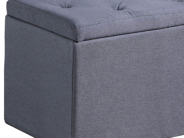 17" Dark Gray Linen Tufted Storage Ottoman