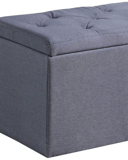 17" Dark Gray Linen Tufted Storage Ottoman