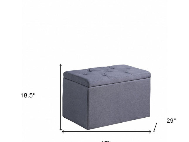 17" Dark Gray Linen Tufted Storage Ottoman