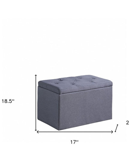 17" Dark Gray Linen Tufted Storage Ottoman