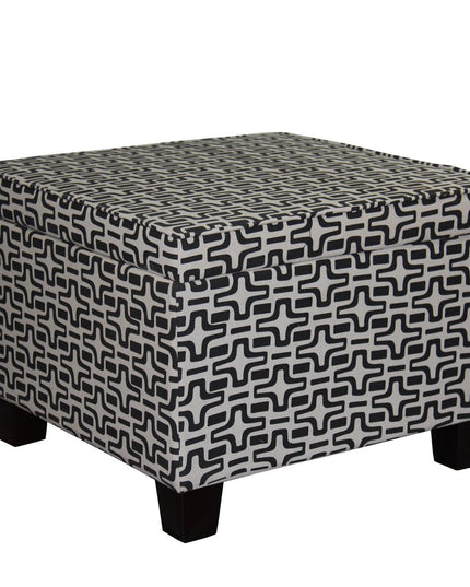25" Black And White Polyester Blend And Black Geometric Storage