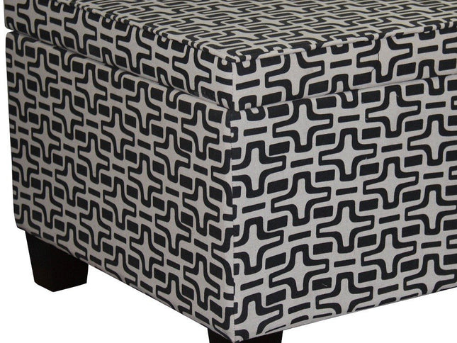 25" Black And White Polyester Blend And Black Geometric Storage