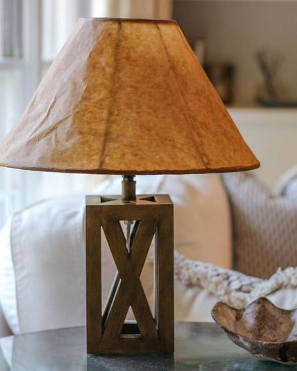 16" Brown Slanted Empire Crinkle Oil Paper Lampshade