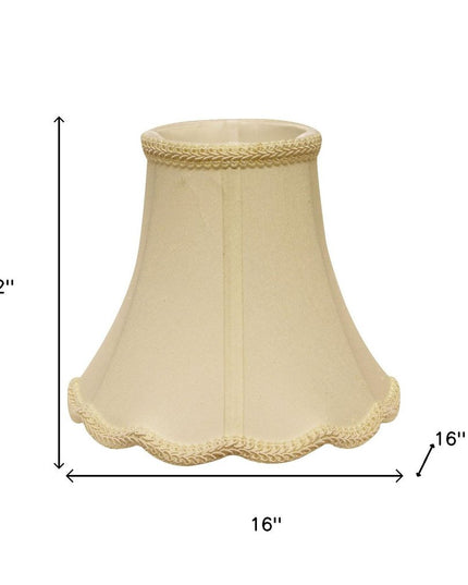 16" Ivory Slanted Scallop Bell Monay Shantung Lampshade