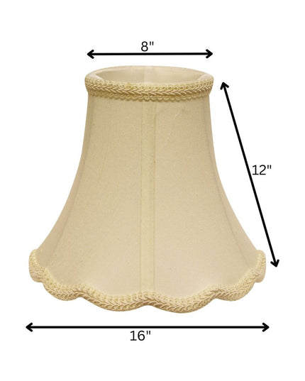 16" Ivory Slanted Scallop Bell Monay Shantung Lampshade