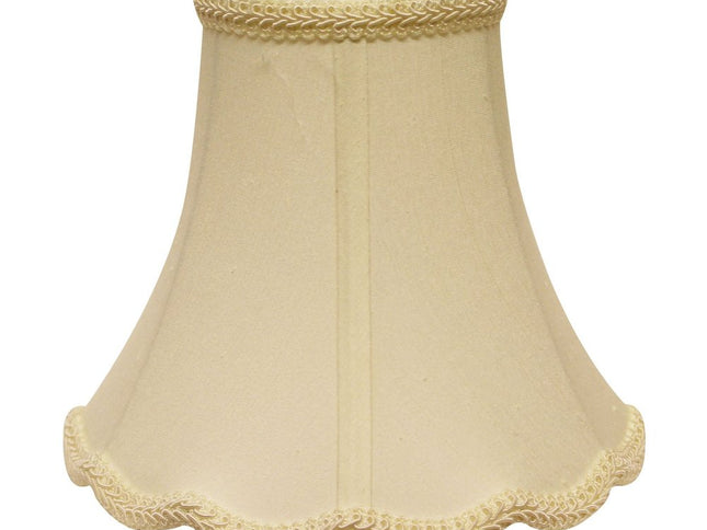 16" Ivory Slanted Scallop Bell Monay Shantung Lampshade