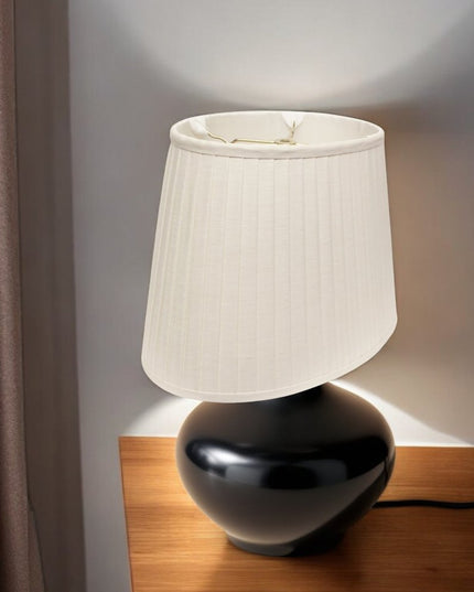 White Linen Pleated Oval Lamp Shade