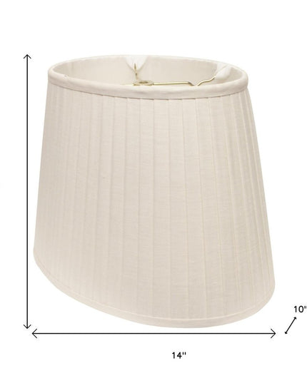 White Linen Pleated Oval Lamp Shade
