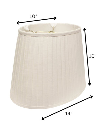White Linen Pleated Oval Lamp Shade