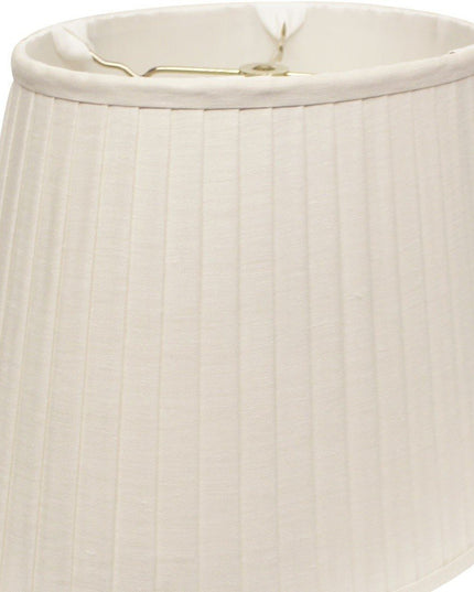 White Linen Pleated Oval Lamp Shade