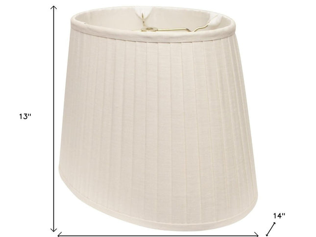 White Linen Pleated Oval Lamp Shade