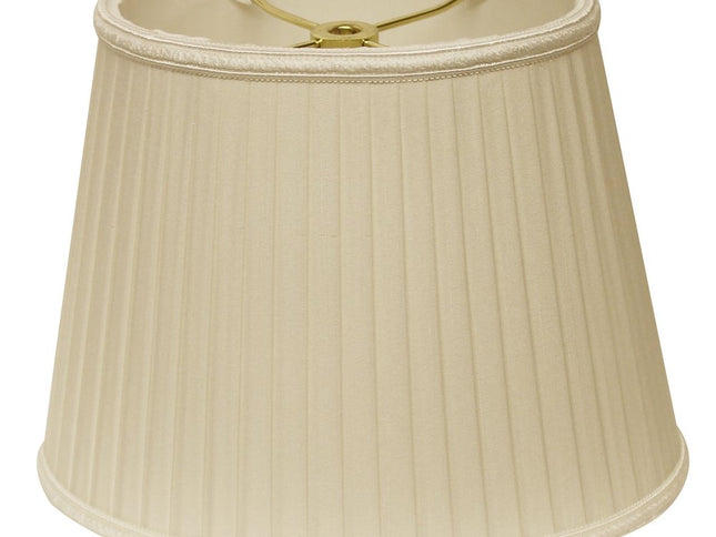 Ivory Shantung Silk Pleated Oval Lamp Shade