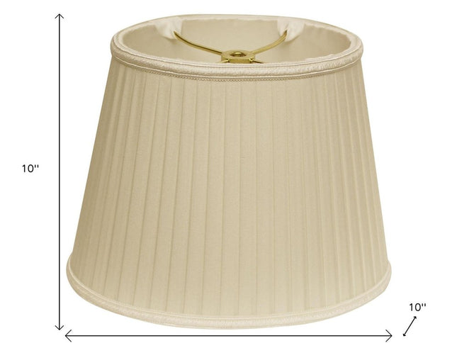 Ivory Shantung Silk Pleated Oval Lamp Shade