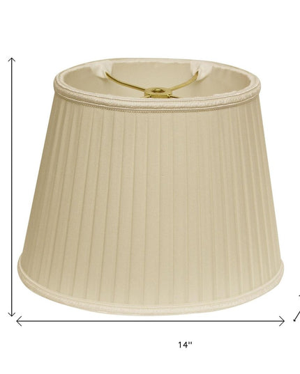 Ivory Shantung Silk Pleated Oval Lamp Shade