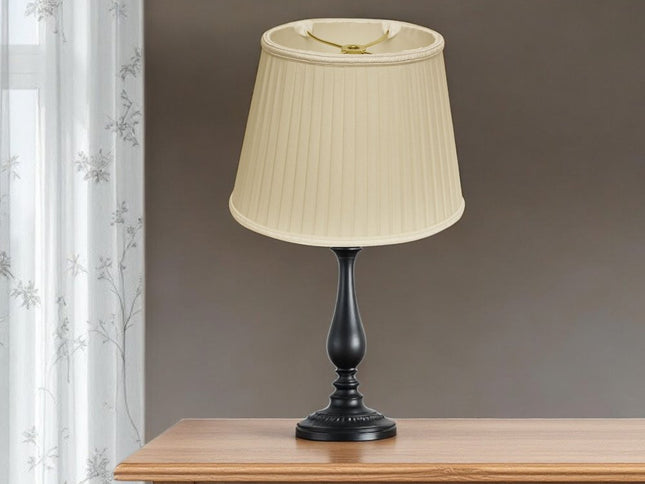 Ivory Shantung Silk Pleated Oval Lamp Shade