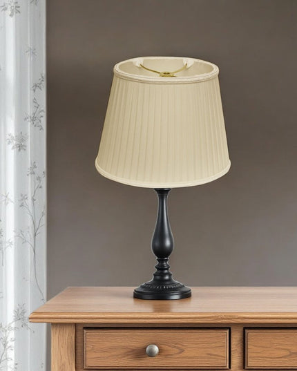 Ivory Shantung Silk Pleated Oval Lamp Shade