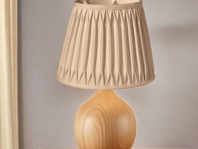 12" Vintage Gold Oval Smocked Pleat Shantung Lampshade