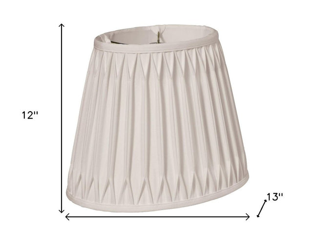 18" Cream Oval Smocked Pleat Shantung Lampshade