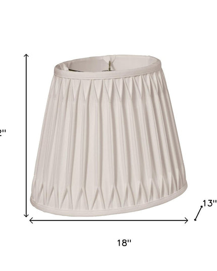 18" Cream Oval Smocked Pleat Shantung Lampshade