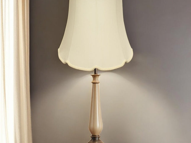 16" Ivory Empire Slanted Cylinder Scroll Edge Silk Lampshade