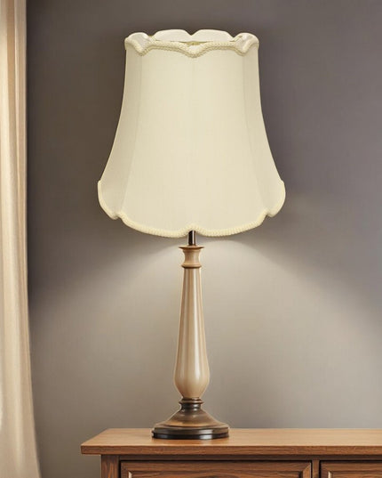 16" Ivory Empire Slanted Cylinder Scroll Edge Silk Lampshade