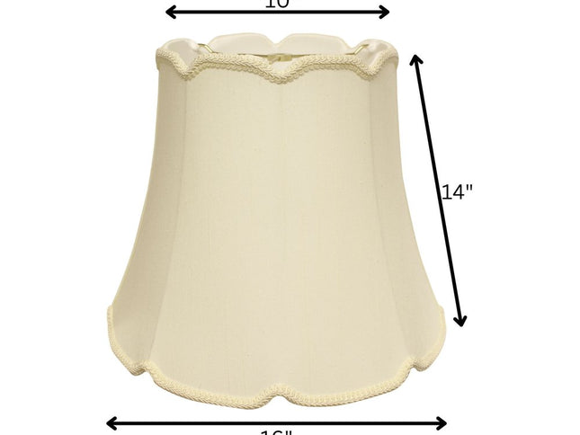 16" Ivory Empire Slanted Cylinder Scroll Edge Silk Lampshade