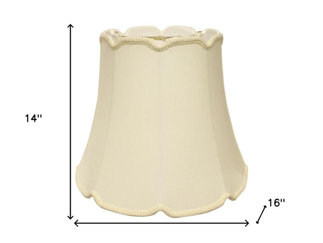 16" Ivory Empire Slanted Cylinder Scroll Edge Silk Lampshade