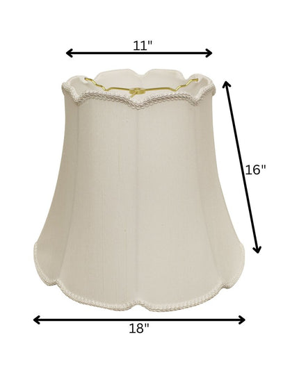 18" White Empire Slanted Cylinder Scroll Edge Silk Lampshade