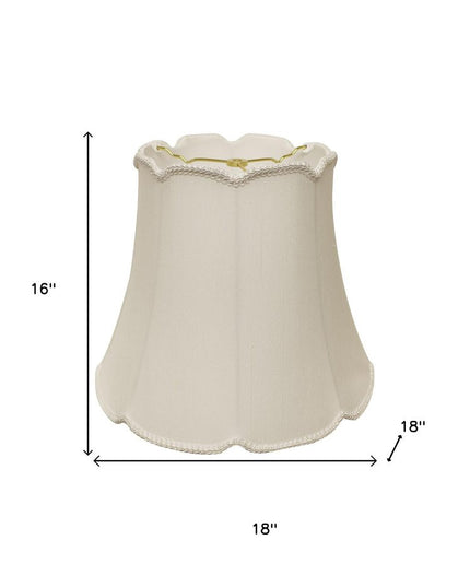 18" White Empire Slanted Cylinder Scroll Edge Silk Lampshade