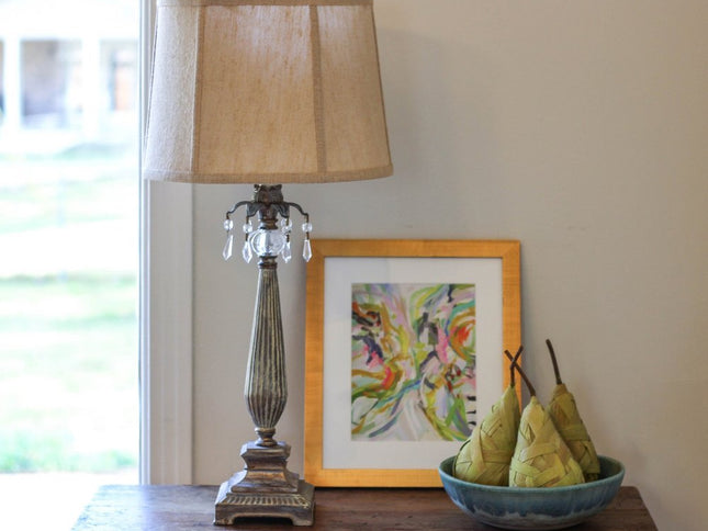 Gold Burlap Drum Lamp Shade