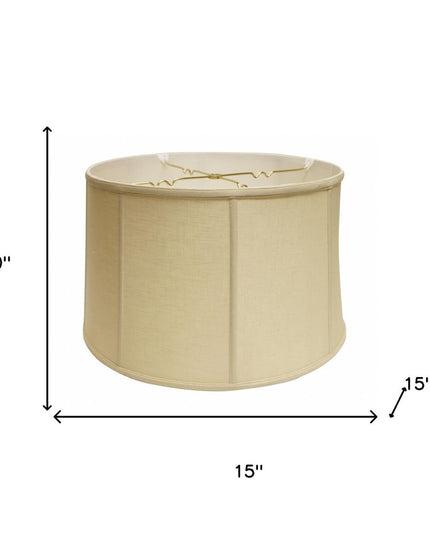 15" Pale Brown Throwback Drum Linen Lampshade