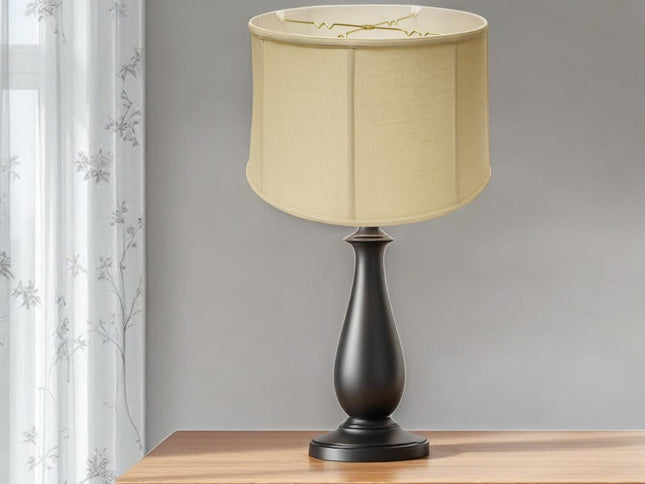15" Pale Brown Throwback Drum Linen Lampshade