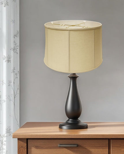 15" Pale Brown Throwback Drum Linen Lampshade