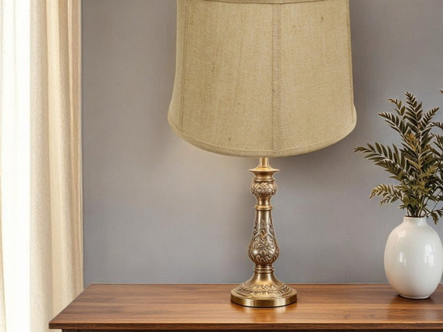 17" Golden Fiber Throwback Drum Burlap Lampshade