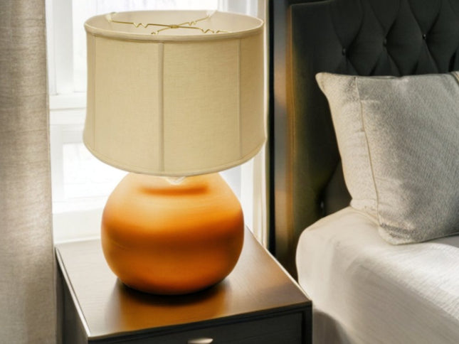 17" Pale Brown Throwback Drum Linen Lampshade