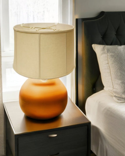 17" Pale Brown Throwback Drum Linen Lampshade