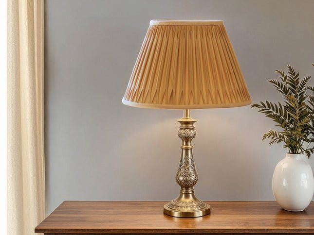 Gold Shantung Silk Pleated Bell Lamp Shade