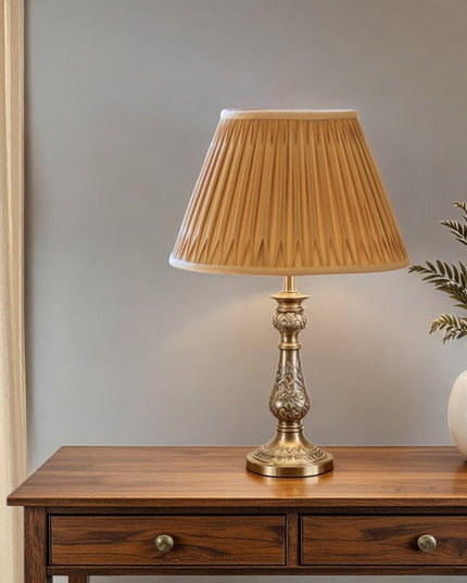 Gold Shantung Silk Pleated Bell Lamp Shade