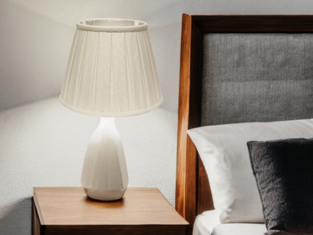 White Linen Pleated Empire Lamp Shade
