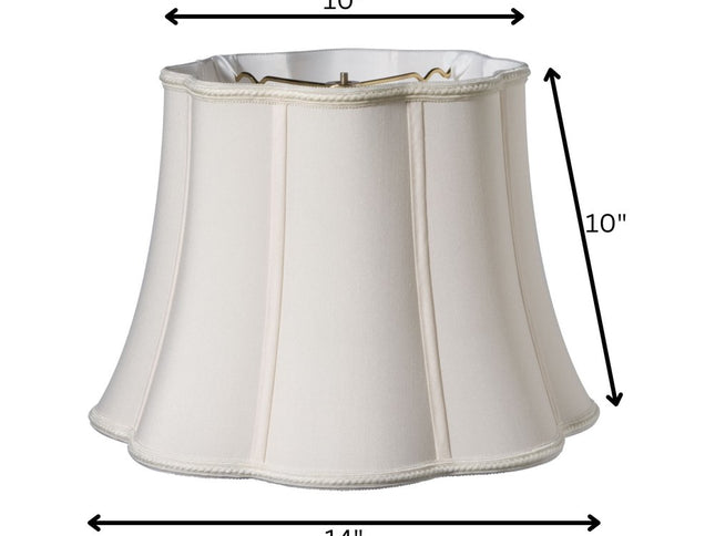 14" Cream Melon Scallop Shantung Lampshade