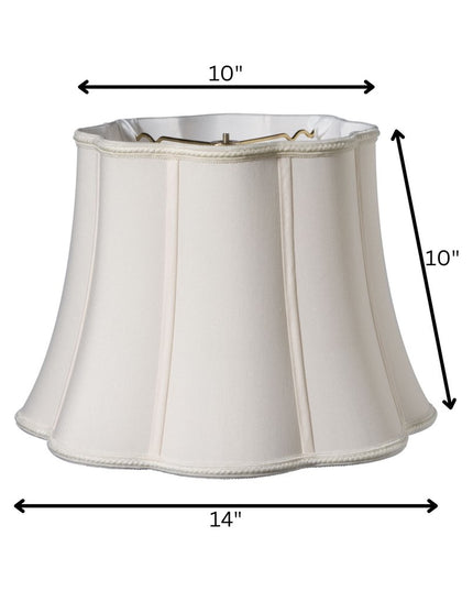 14" Cream Melon Scallop Shantung Lampshade